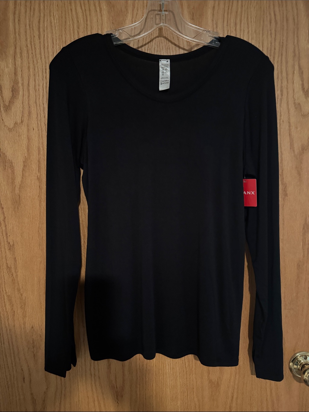 Spanx Women's Black Long Sleeve Scoop Neck Top Nwt
